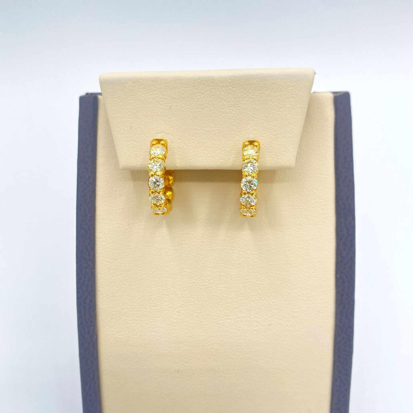 14K Yellow Gold "Hoop" Earrings 1.80CT Diamonds