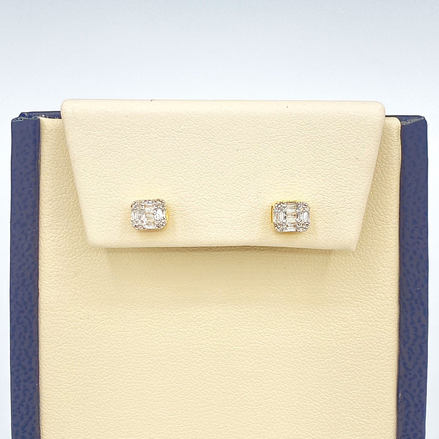 10K Yellow Gold "Emerald Cluster" Earrings 0.15CT Diamonds