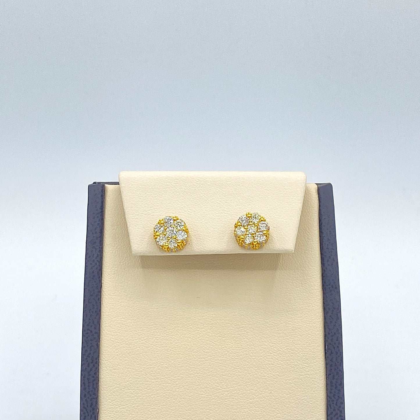 10K Yellow Gold "Flower" Stud Earrings 2.20CT Diamonds