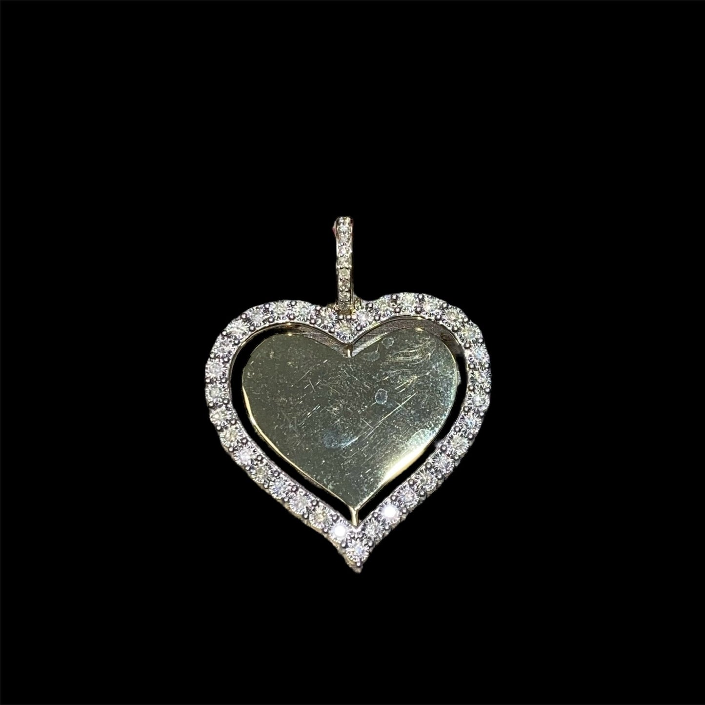 10K Yellow Gold “Heart” Picture Pendant 0.90CT Diamonds.