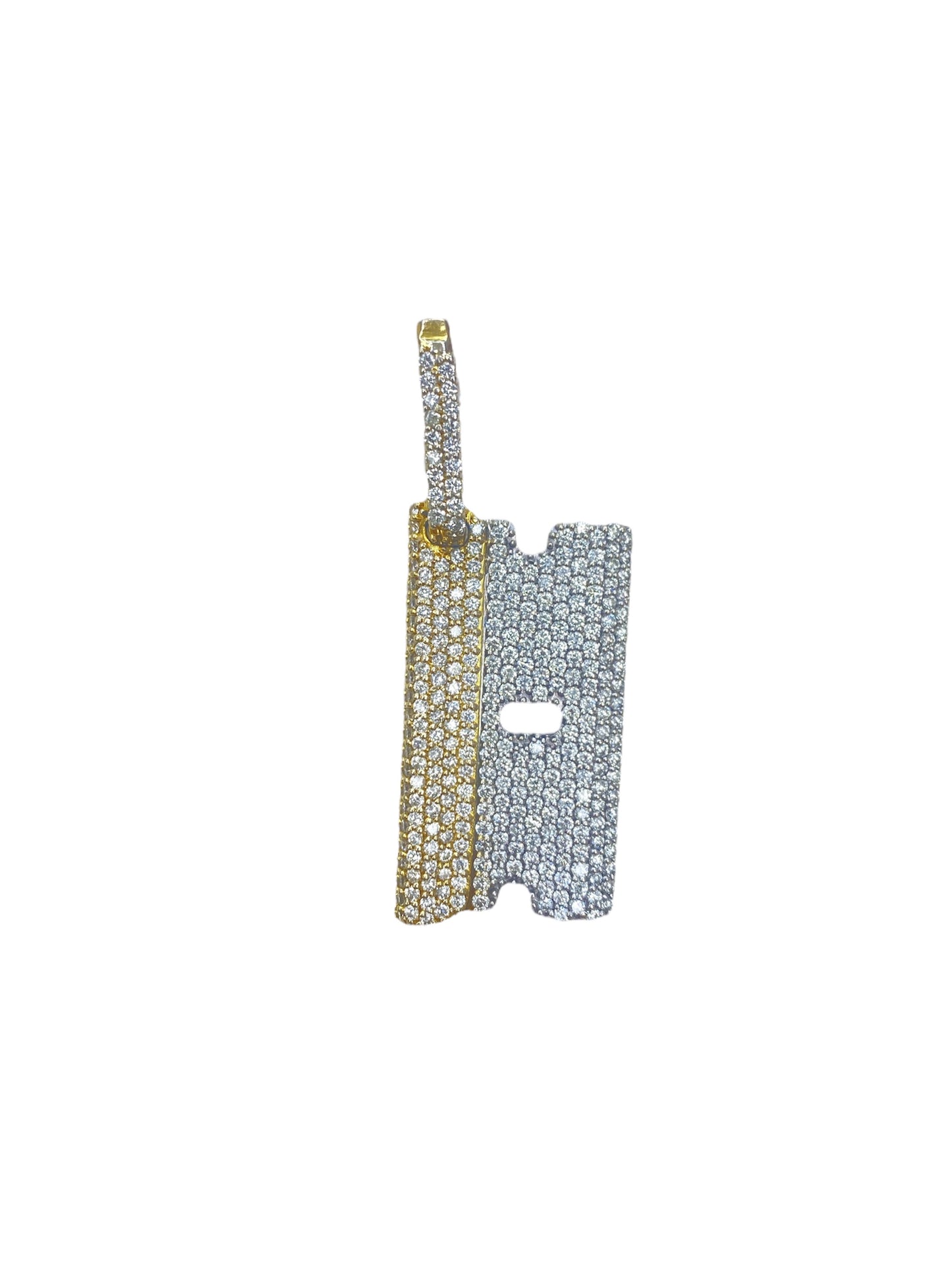14K Two Tone Razor Pendant 3.25Ct Diamonds