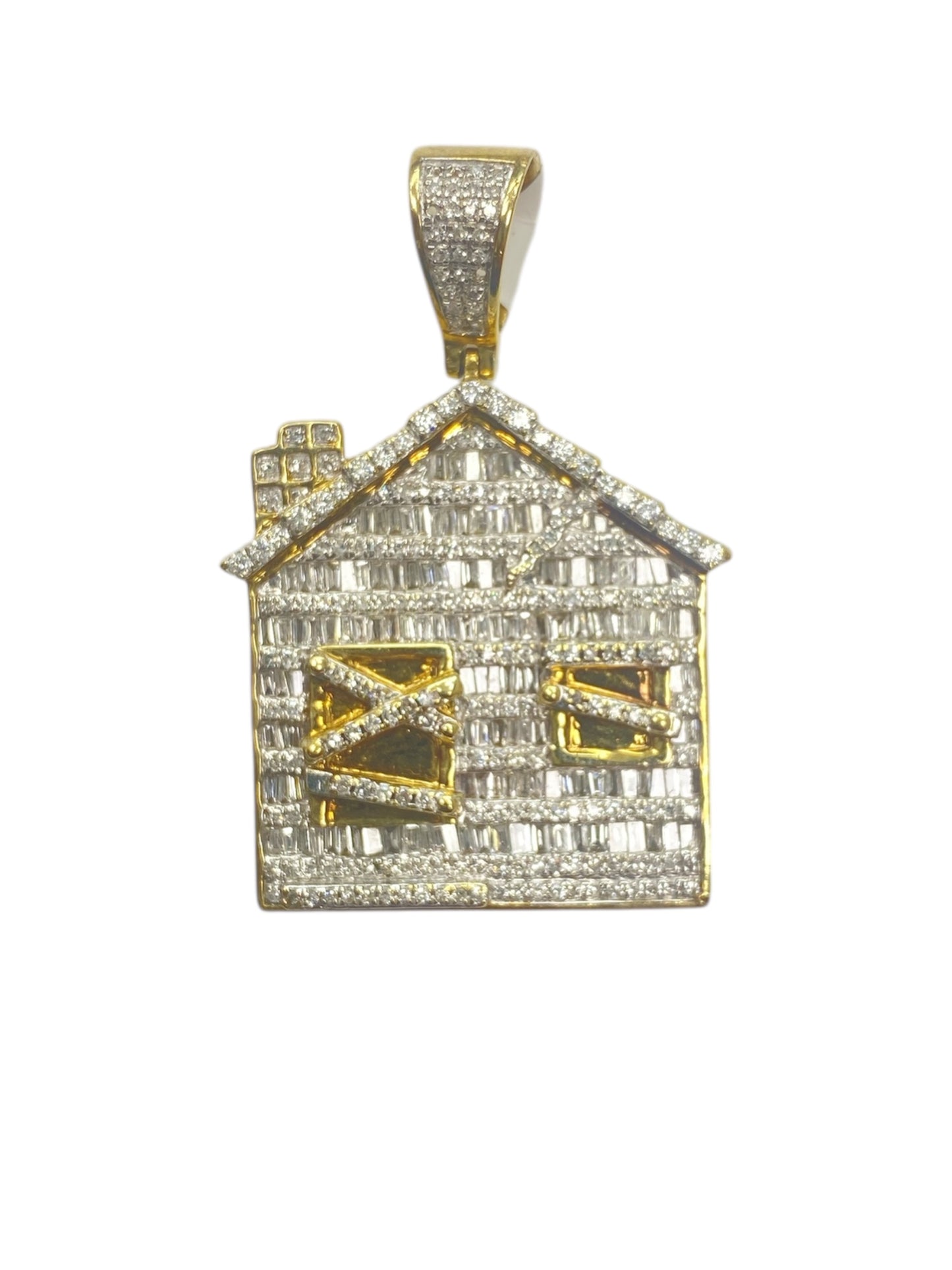 10K Yellow Gold “Trap House” Pendant with 2Ct Diamonds