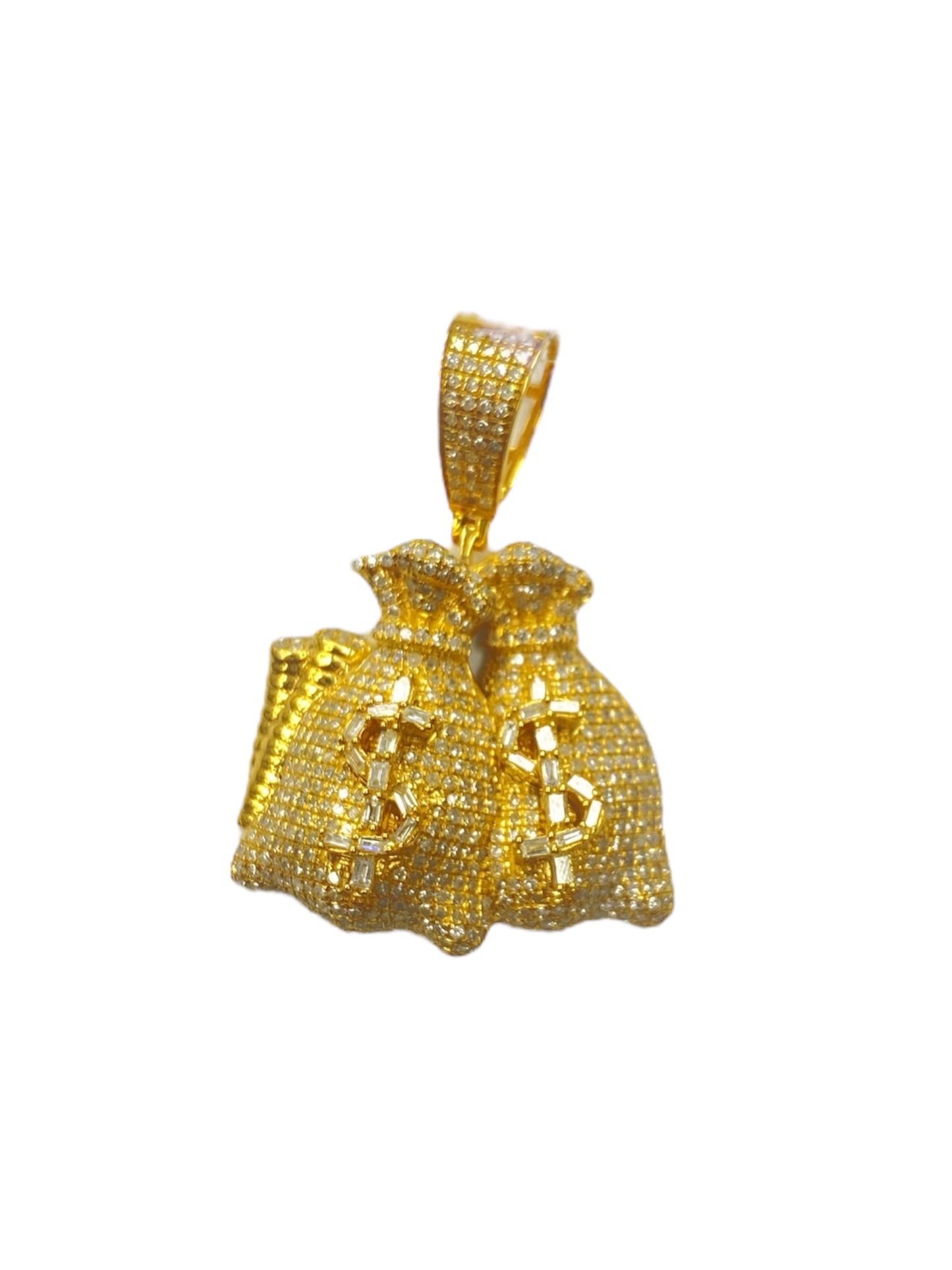 10K Yellow Gold “Money Bag” Pendant with 1.72Ct Diamonds