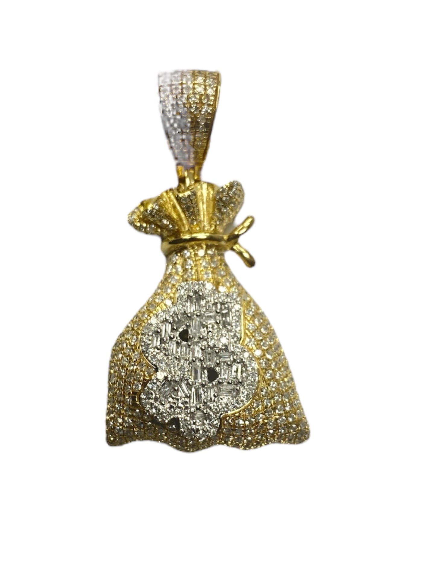 10K Yellow Gold “Money Bag” Pendant with 1.17Ct Diamonds