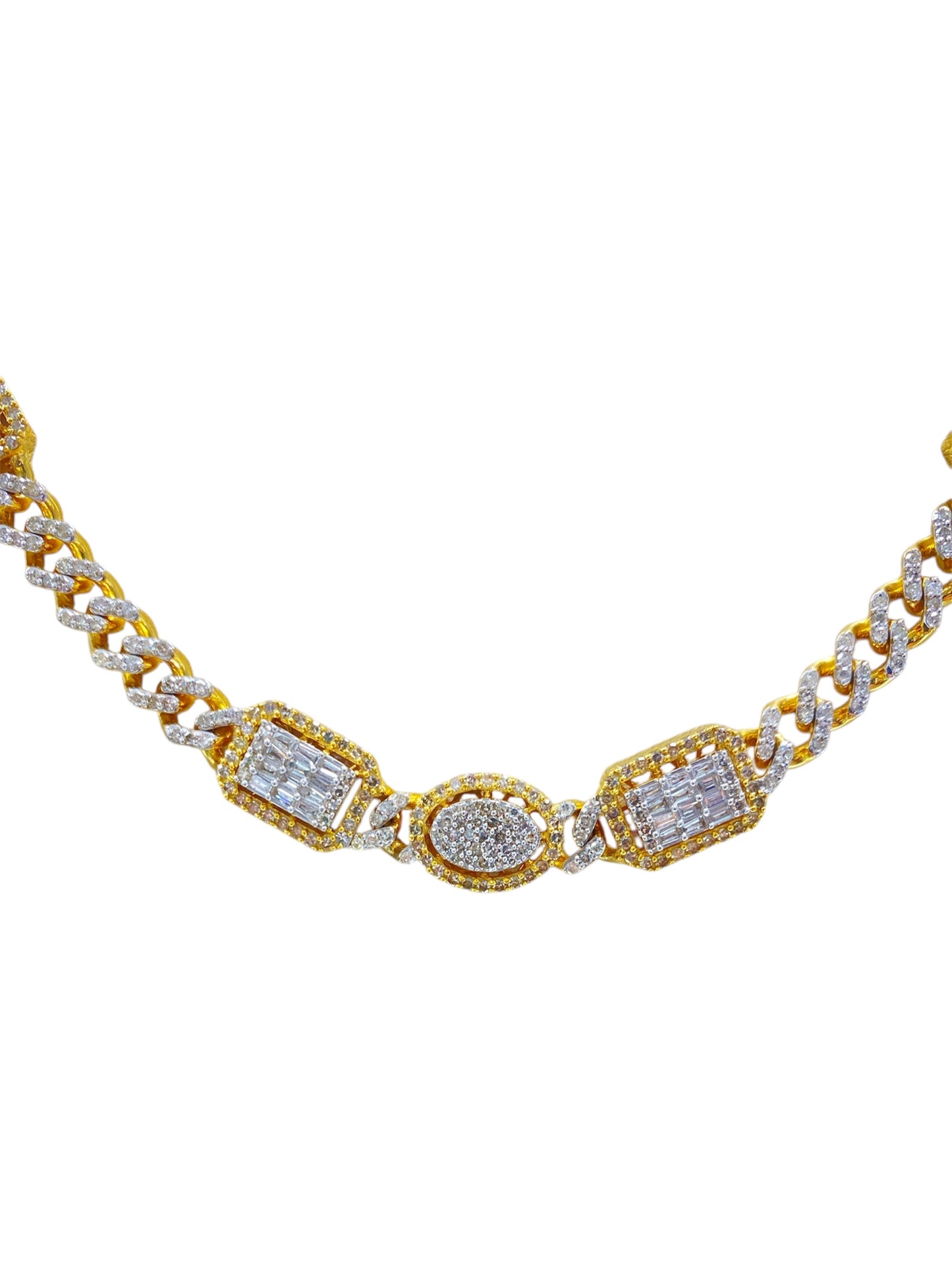 10K Yellow Gold Diamond Necklace with 10.6Ct Diamonds