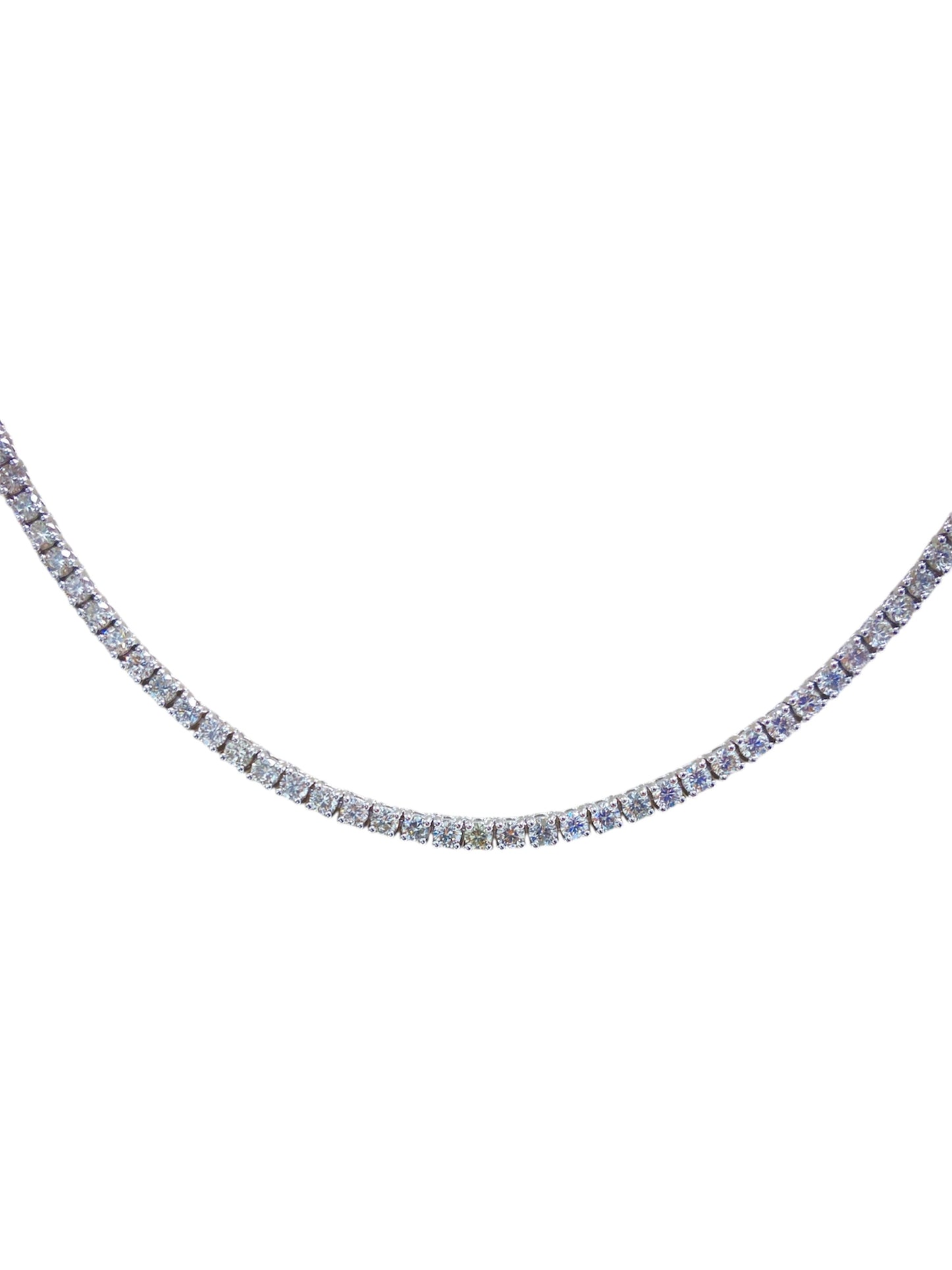 14K White Gold Tennis Necklace with 10.18Ct Diamonds