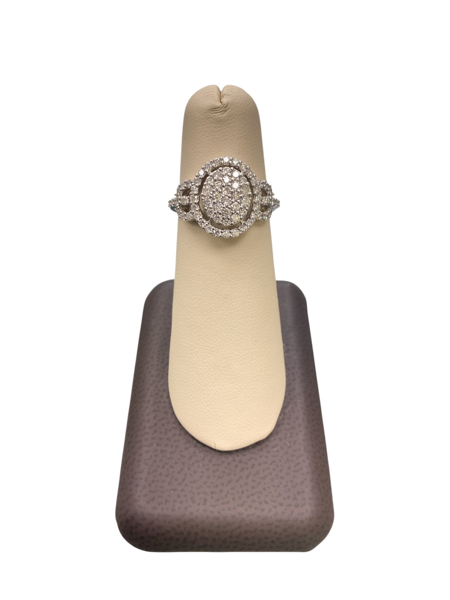 14K White Gold Cluster Ring with 1.0Ct Diamonds