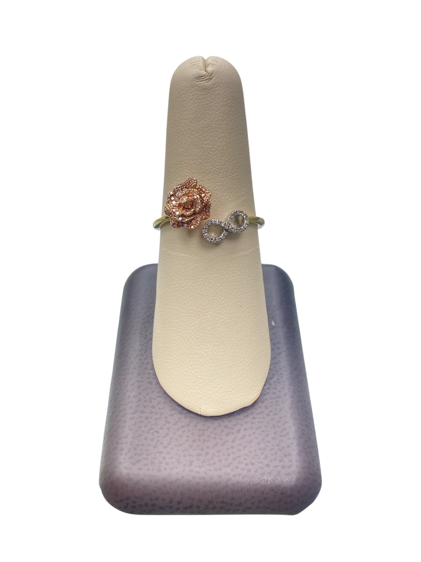 10K Three Tone “Rose” Ring with 0.13Ct Diamonds.