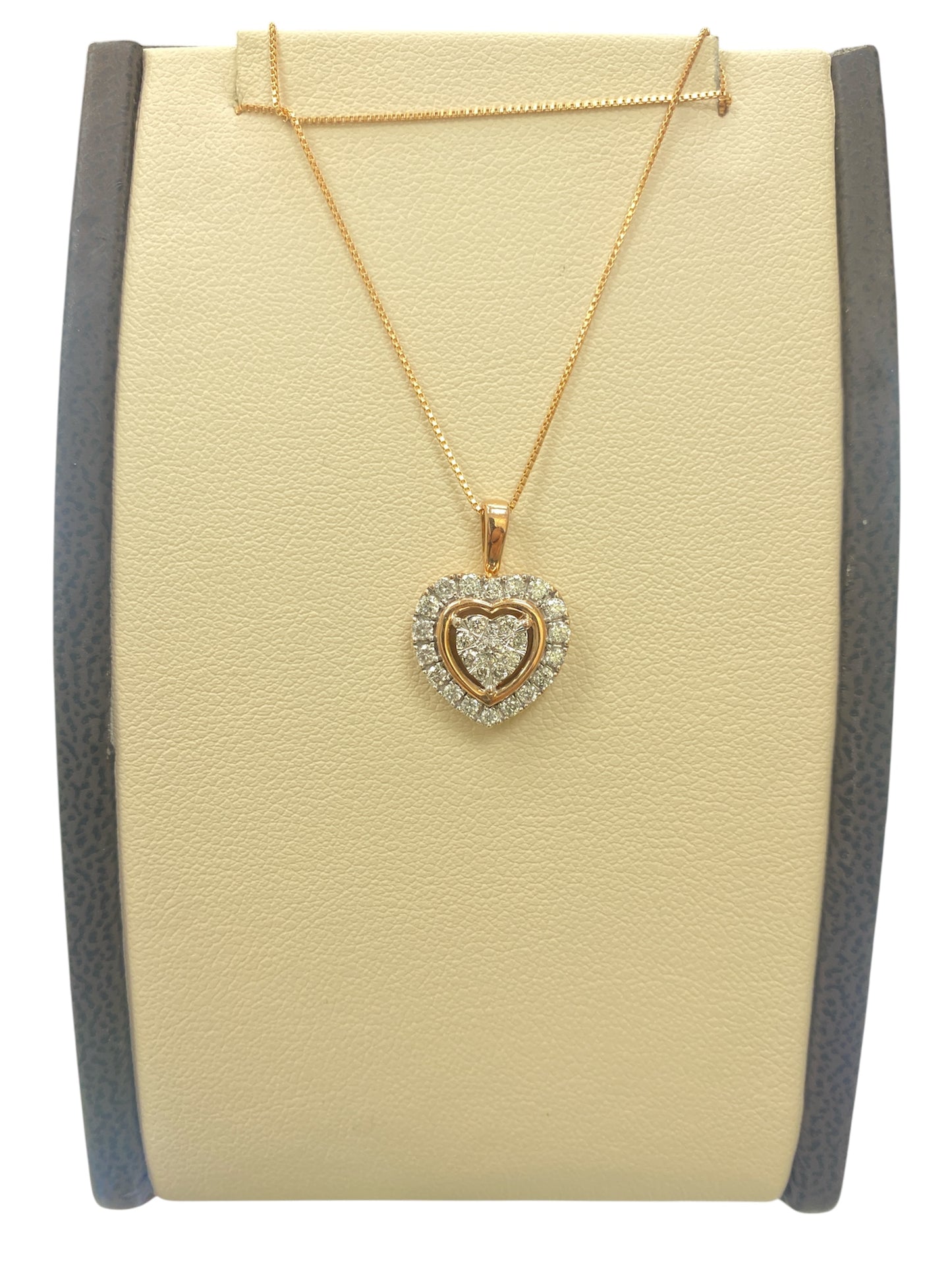 10K Rose Gold “Heart” Pendant with Rose Gold Chain 0.50Ct Diamond