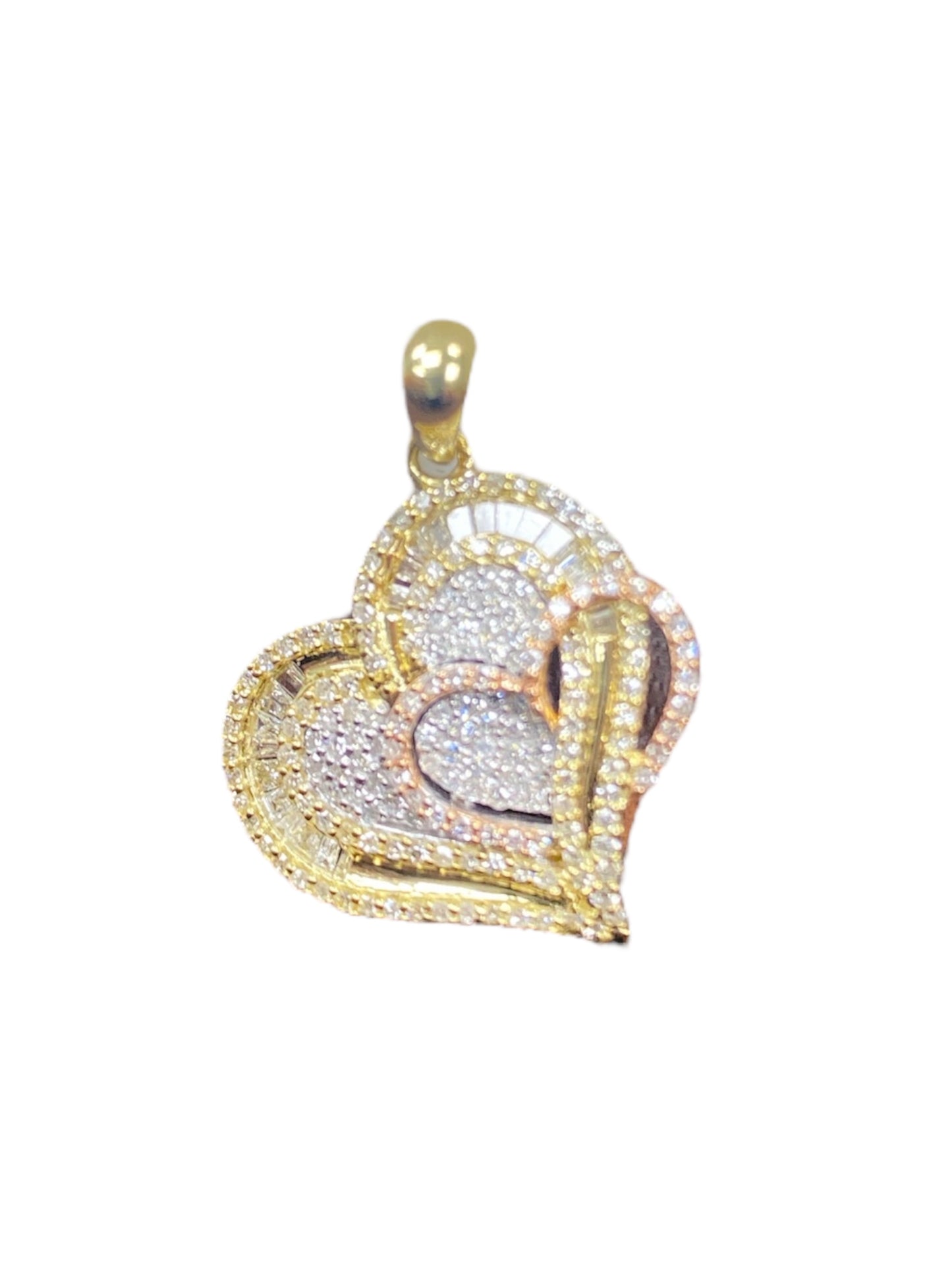 10K Yellow and Rose Gold “Heart” Pendant with 0.46Ct Diamonds