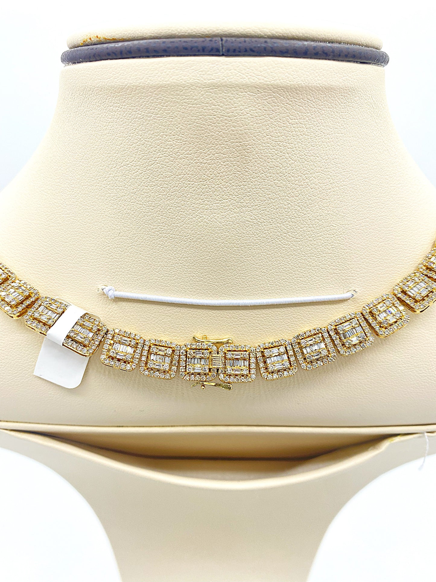 10K Yellow Gold Baguette Necklace 14.05CT Diamonds