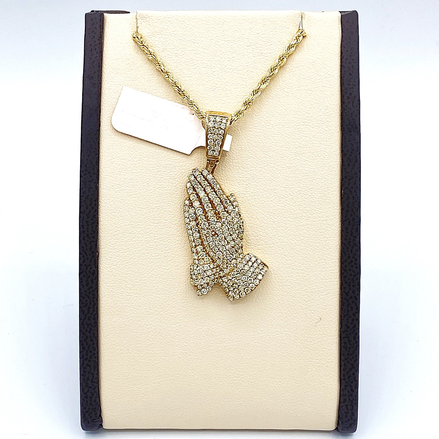 10K Yellow Gold "Prayer Hands" Pendant 2.0CT Diamonds