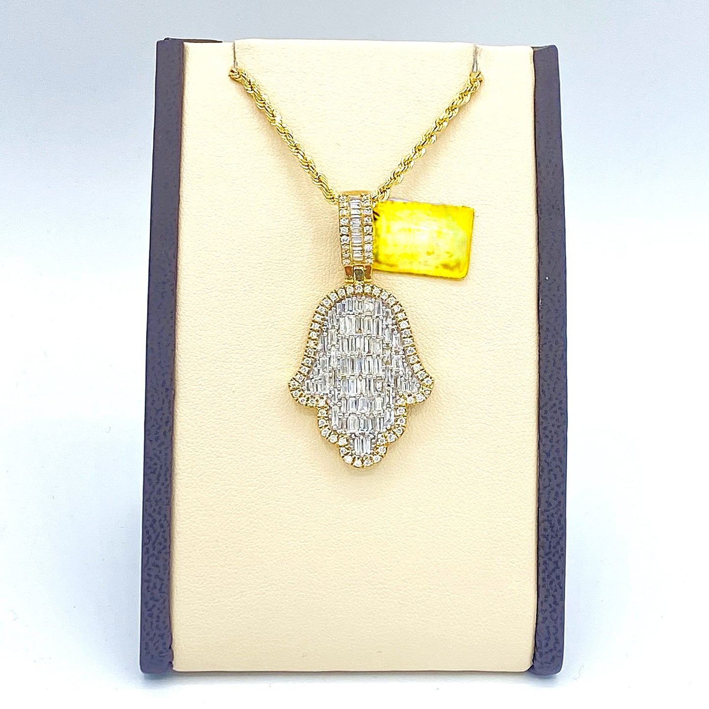 10K Yellow Gold "Hamsa Hands" Pendant 2.52CT Diamonds