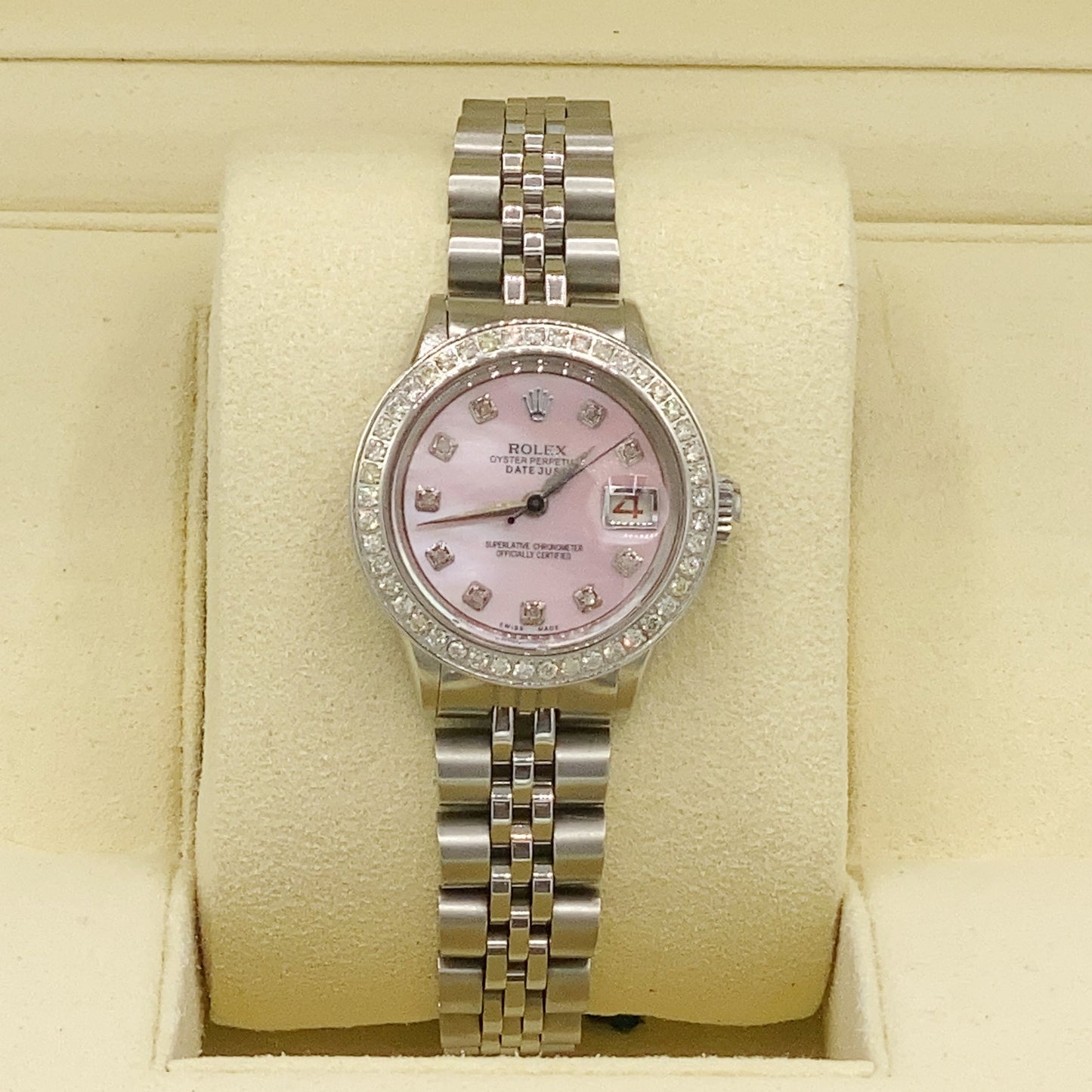 26MM Datejust, Pink Dial and Diamond Bezel
