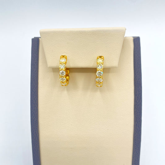14K Yellow Gold "Hoop" Earrings 1.80CT Diamonds