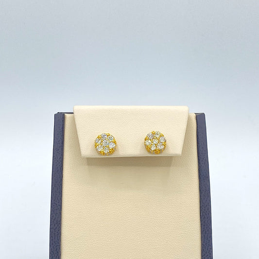 10K Yellow Gold "Flower" Stud Earrings 2.20CT Diamonds