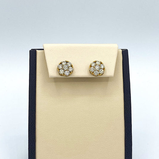 10K Yellow Gold "Flower" Earring 2.55CT Diamonds