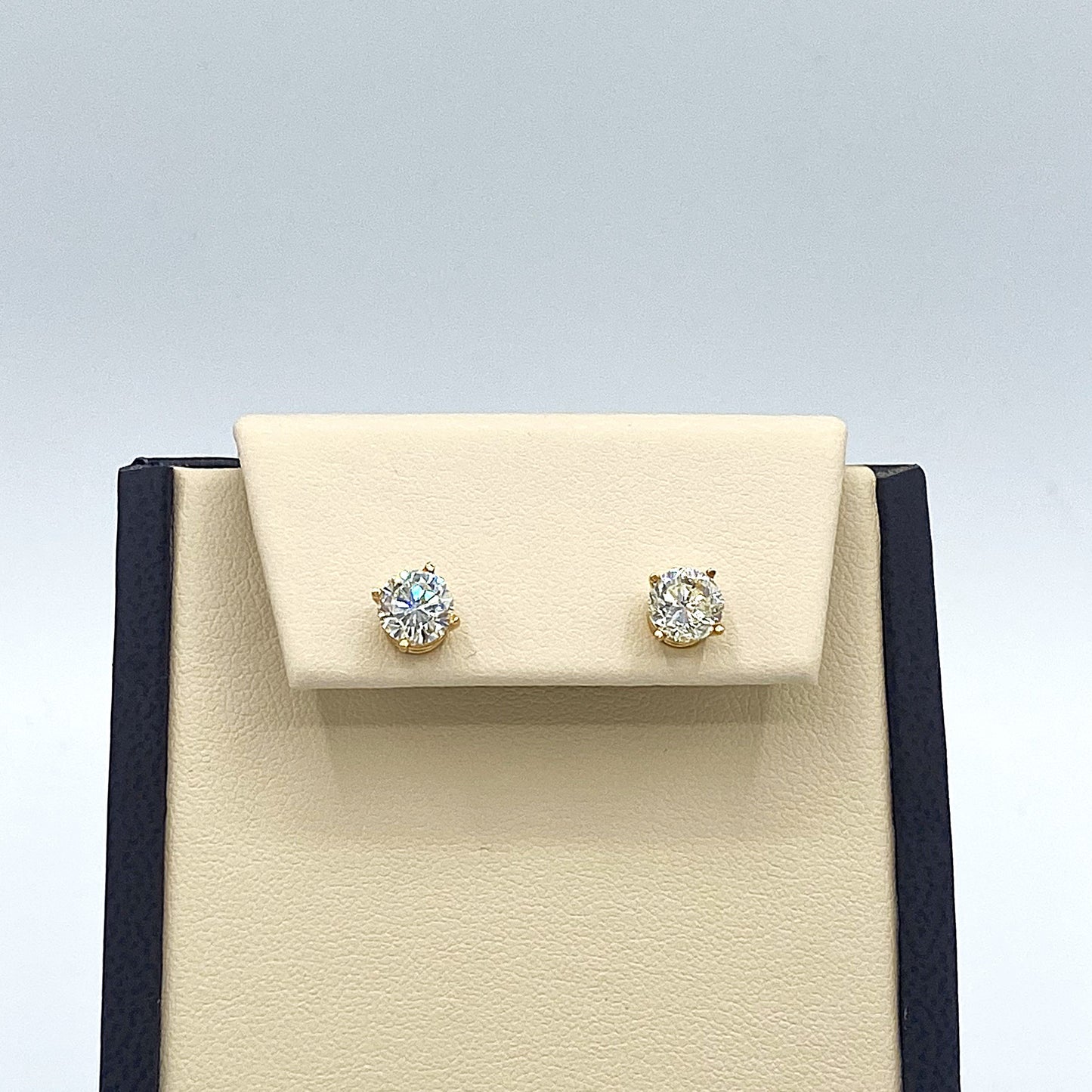 14K Yellow Gold "Solitaire" Earring 2.10CT Diamonds