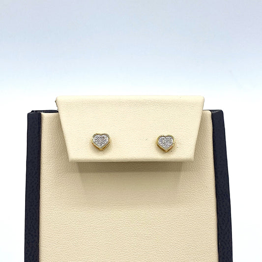 10K Yellow Gold "Heart" Earrings 0.06CT Diamonds.