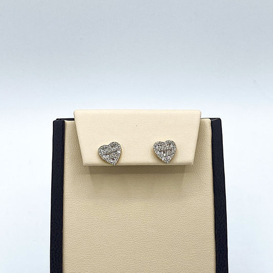 10K Yellow Gold "Heart" Stud Earrings 0.38CT Diamonds