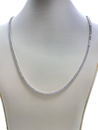 14K White Gold Tennis Necklace with 10.18Ct Diamonds
