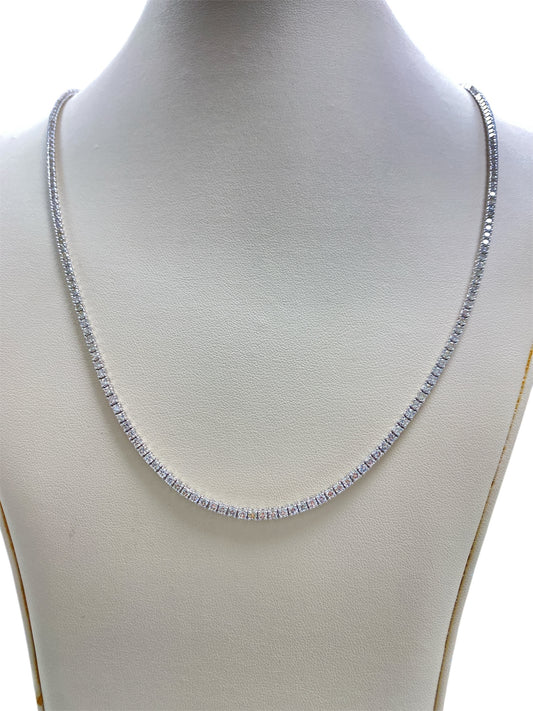 14K White Gold Tennis Necklace with 10.18Ct Diamonds