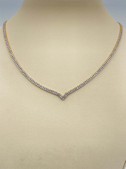 14K Yellow Gold BIB Necklace with 7Ct Diamonds