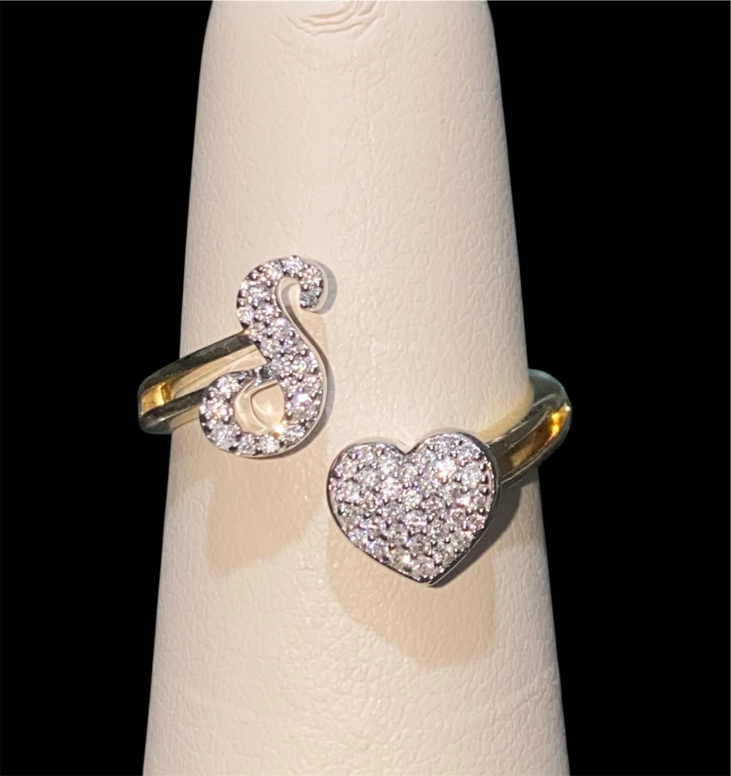 10K Yellow Gold “S & Heart” Diamond Ring with 0.23CT
