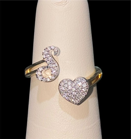 10K Yellow Gold “S & Heart” Diamond Ring with 0.23CT