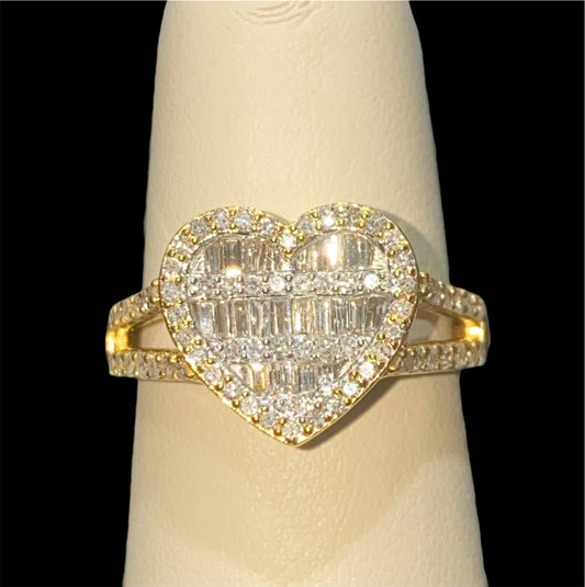 10K Yellow Gold Diamond “Heart” Ring with 0.65CT