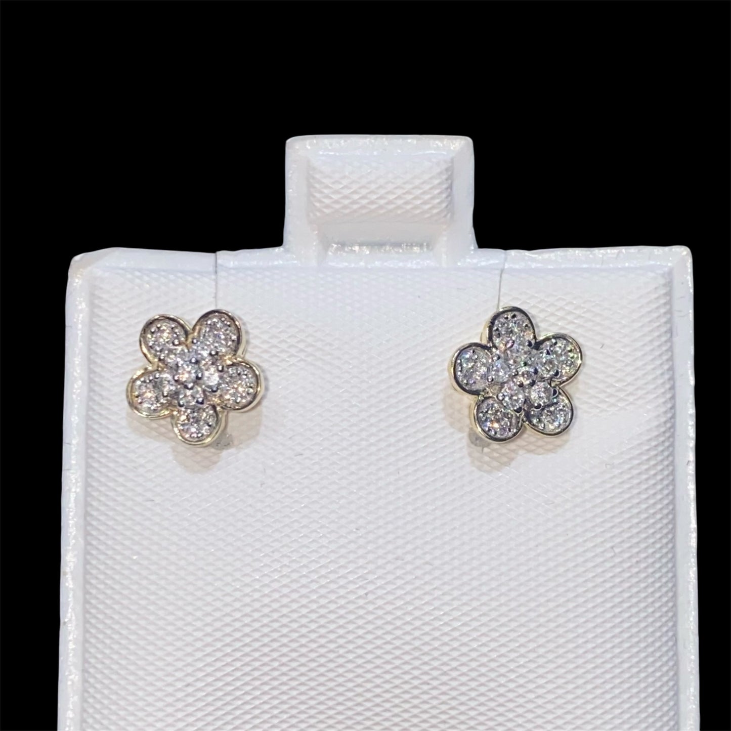 10K Yellow Gold “Flower” Diamond Earrings with 0.23CT.