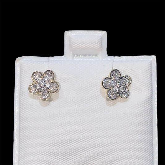 10K Yellow Gold “Flower” Diamond Earrings with 0.23CT.
