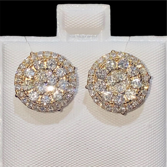 10K Yellow Gold Diamond Earrings with 1.95CT.