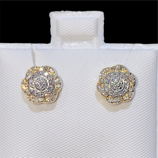 10K Yellow Gold Diamond Earrings with 0.37CT