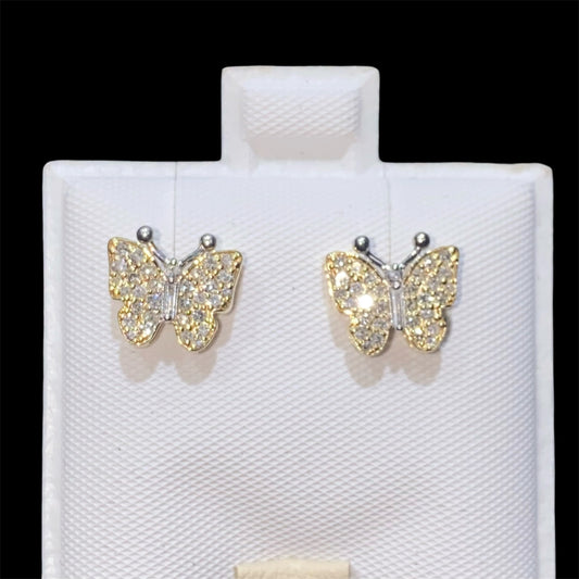 14K Yellow Gold “Butterfly” Diamond Earrings with 0.33CT.