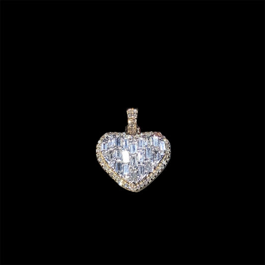 10K Yellow Gold Diamond Earrings “Heart” Pendant with 0.55CT.