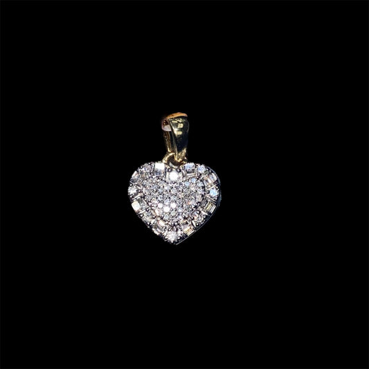 10K Yellow Gold Diamond Earrings “Heart” Pendant with 0.26CT.