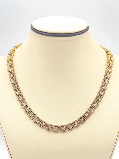 10K Yellow Gold Baguette Necklace 14.05CT Diamonds
