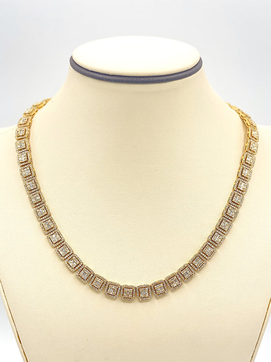 10K Yellow Gold Baguette Necklace 14.05CT Diamonds