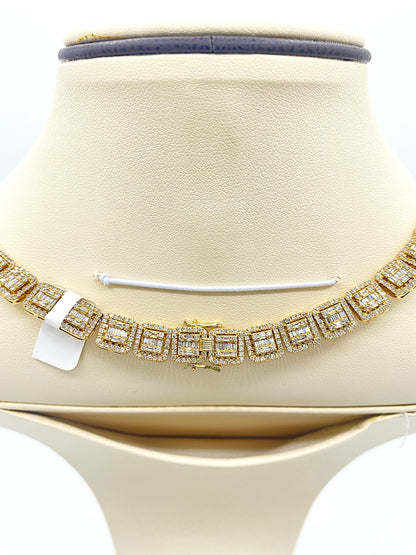 10K Yellow Gold Baguette Necklace 14.05CT Diamonds