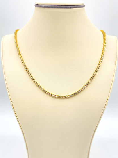 10K Yellow Gold Tennis Necklace 12.43CT Diamonds