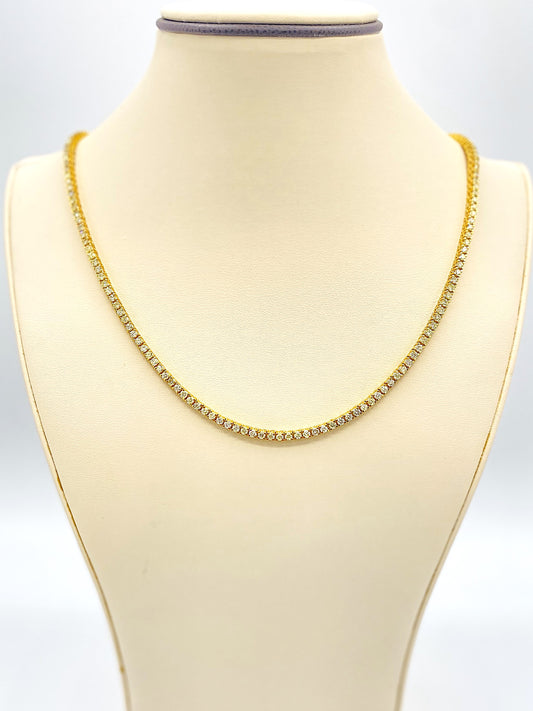 10K Yellow Gold Tennis Necklace 12.43CT Diamonds