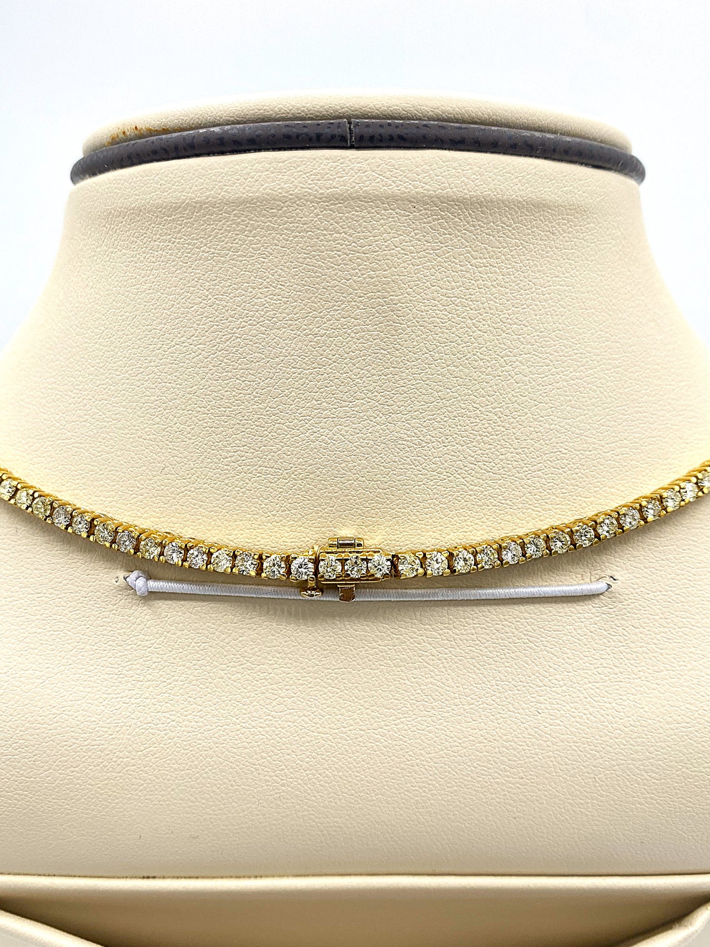 10K Yellow Gold Tennis Necklace 12.43CT Diamonds