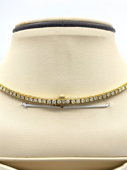 10K Yellow Gold Tennis Necklace 12.43CT Diamonds