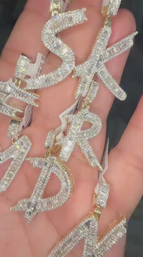 10K YG 1.15CT Diamond Initial Pendant with 10K Rope Chain