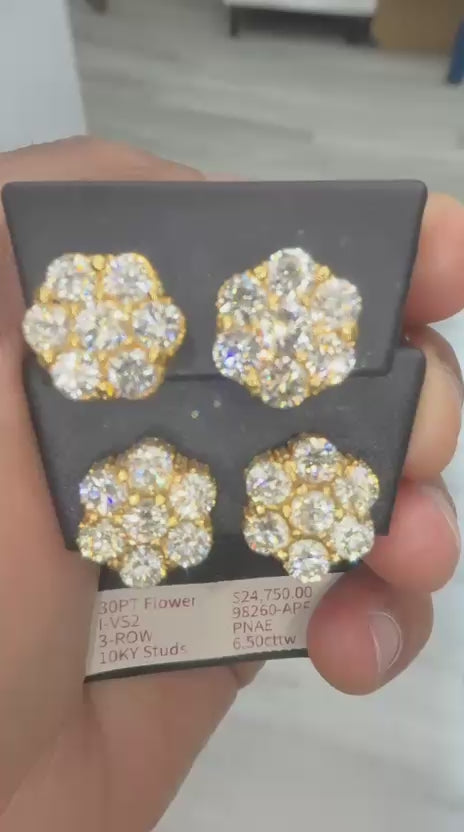 10K YG 6.50CT "Big" Diamond Earrings (1 Pair)