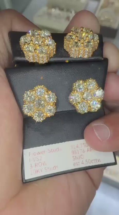 10K YG 4.50CT Diamond Earrings
