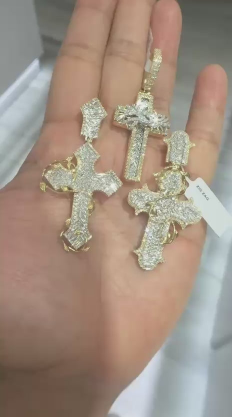 10K YG 1.95CT Diamond Cross Pendants with 10KT Rope Chain (Each/ Choose one out of three)