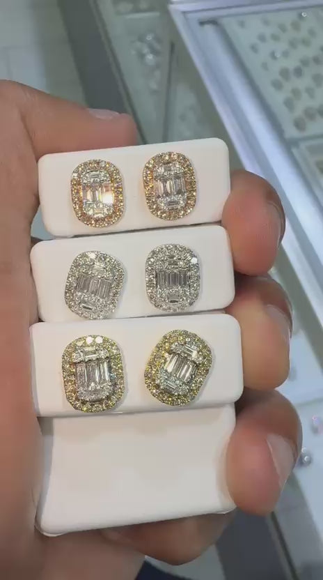 14K YG/WG/RG 1.10CT Diamond Earrings