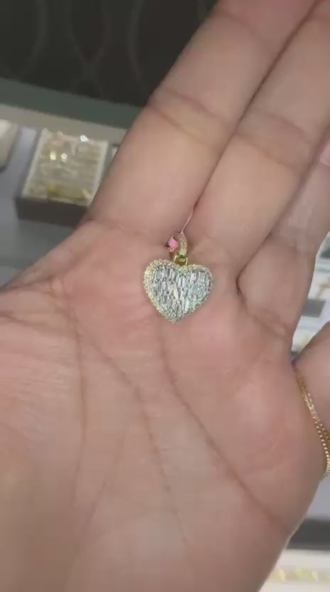 10K YG 0.65CT Diamond Heart Pendant with Chain